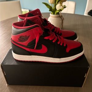 Jordan Air 1 Mid Gym Red Black Athletic Shoes